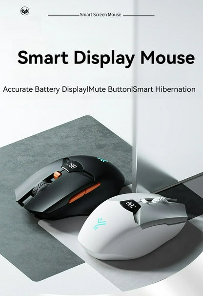 Ratón inalámbrico Bluetooth 2.4G con pantalla de visualización, batería de gran capacidad de 600mAh y botones de tono luminoso para gaming y oficina