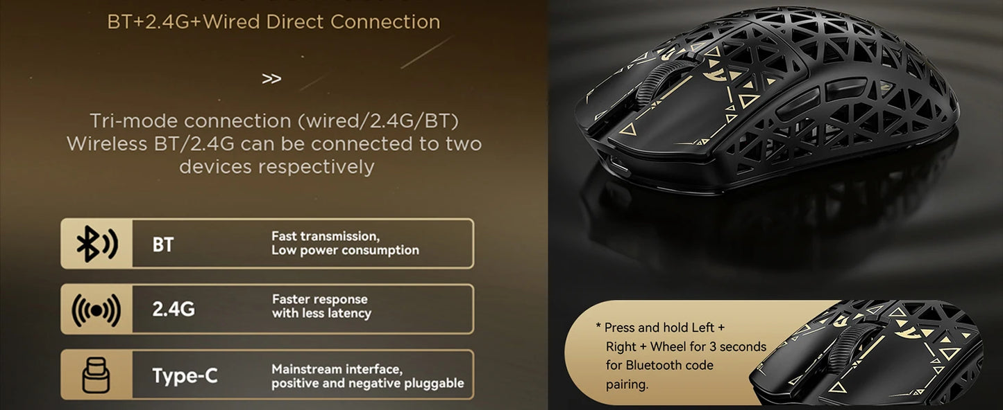 Mouse de gaming wireless ATTACK SHARK R5 Ultra 8K din fibră de carbon, cu senzor 42000 DPI-PAW3950 MAX - ultra-ușor, 39g, pentru Win/Mac