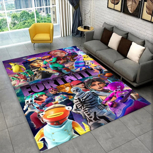 Cartoon F-Fortnite Game Gamer Carpet Rug for Playroom Bedroom Living Room Sofa Home Decor, kids Area Rug Non-slip Floor Mat