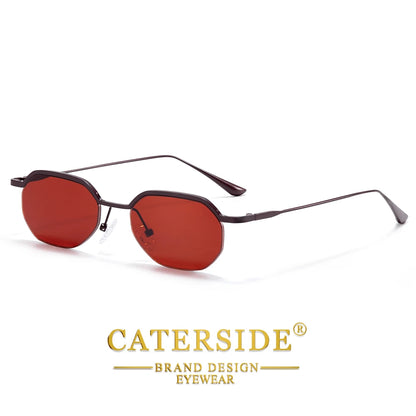Caterside New Retro Small Frame Sunglasses Men's Polygonal Lenses Sun Glasses Women Business Travel Party Eyewear Summer Style