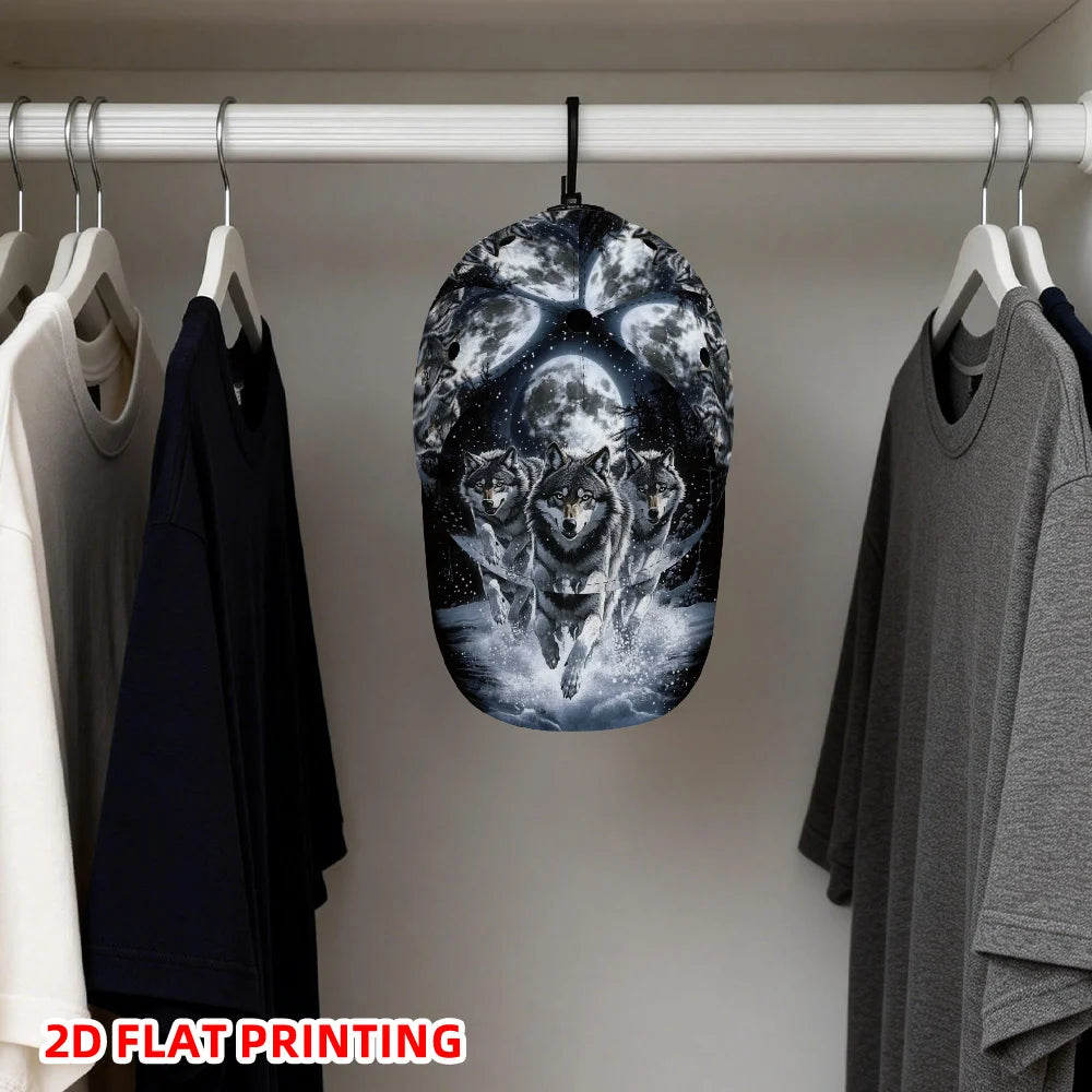Classic Baseball Cap Featuring a 2D Flat Print of Wolves Under a Full Moon Lightweight Adjustable Duckbill Hat