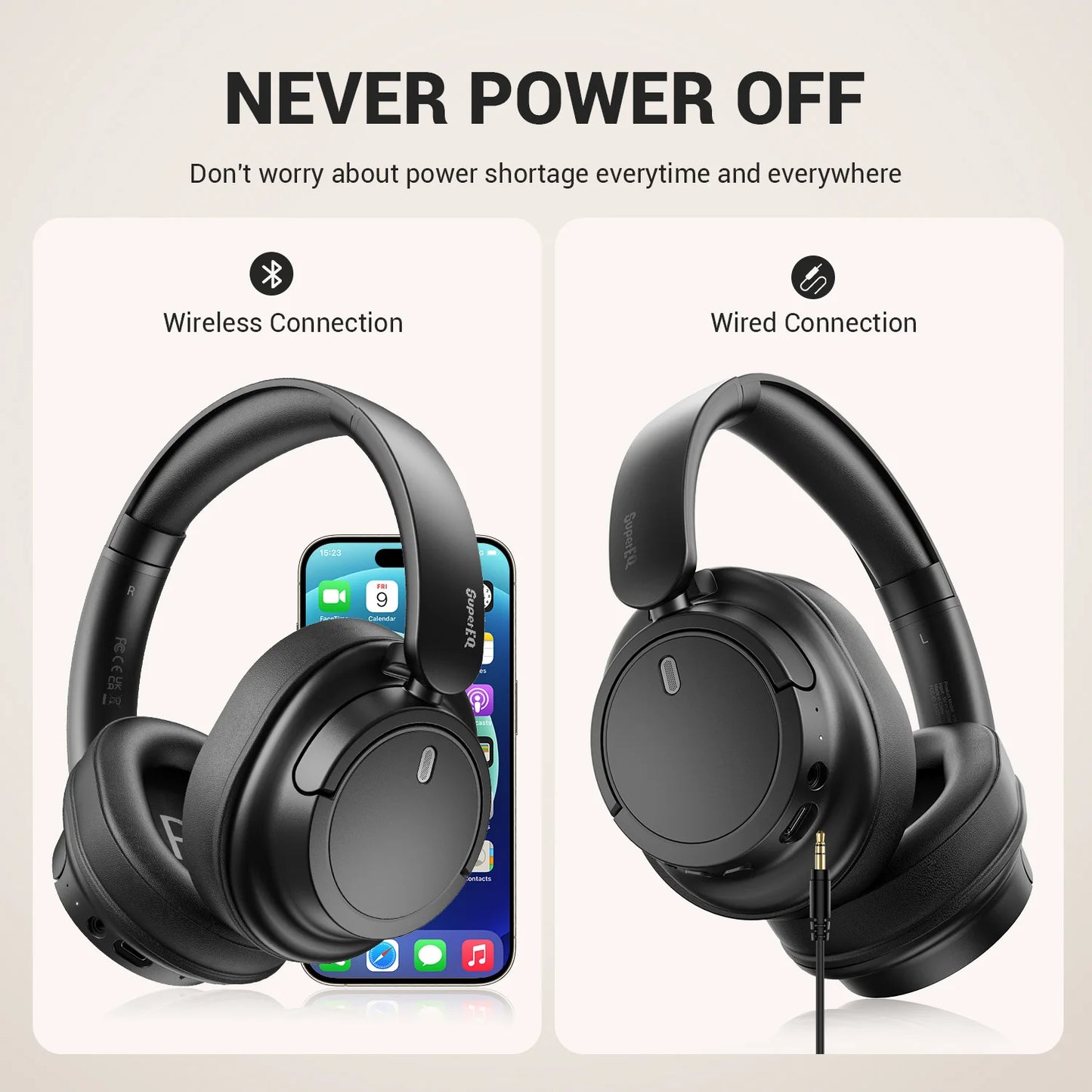 Oneodio Wireless Bluetooth 5.3 Headphones Bass/Pop Mode Over Ear Headset With Microphone Foldable Headphones 90H Playtime AAC