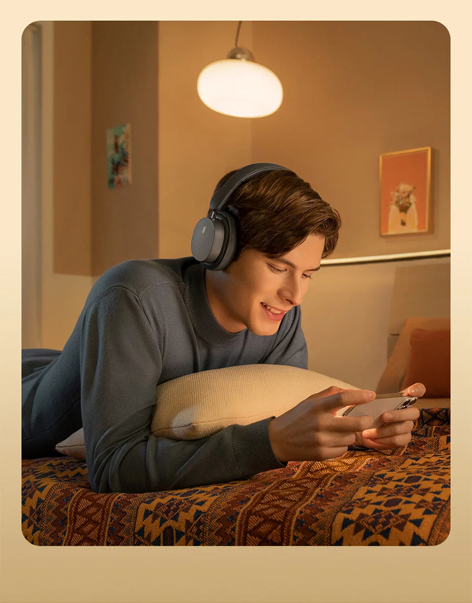 Cuffie over-ear wireless Bluetooth 5.3 Baseus – Driver HiFi da 40mm, autonomia di 70H, headset pieghevole con audio spaziale
