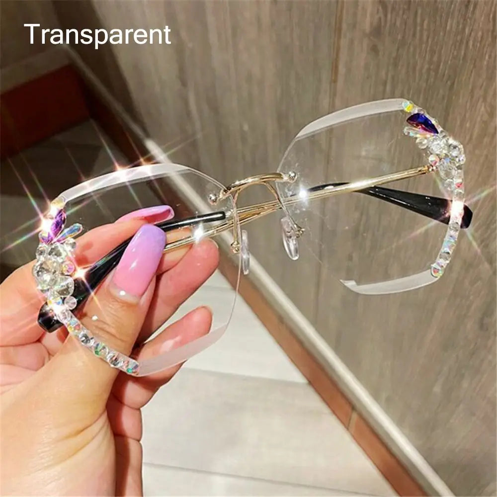 New Borderless Metal Sunglasses Women's Decorative Diamond Sun Glasses Gradient Lens Women Luxury Brand Designers Eyewear UV400