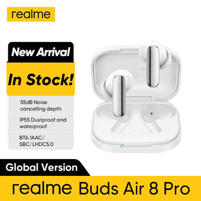 realme Buds Air 8 Pro Global Version 55dB Active Noise Cancelling True Wireless Earphone Bluetooth 6.1 LHDC 5.0 TWS Earbuds IP55