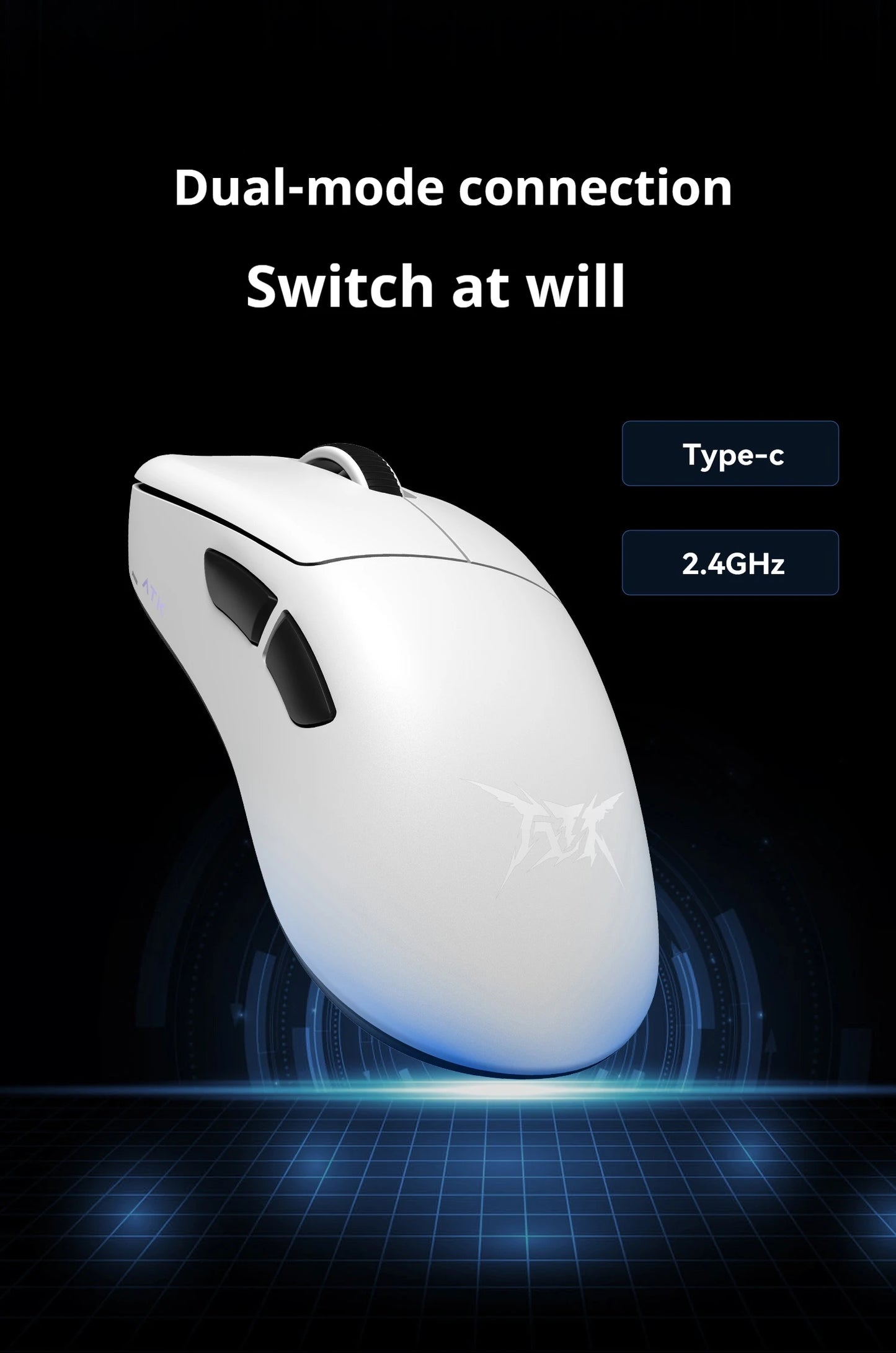 ATK Z1 Pro Max Ultra безжична геймърска мишка с персонализирани крачета, PAW3950, Ultra Smart Speed Wireless, 8k честота на отчитане, 0.39ms ниска латентност