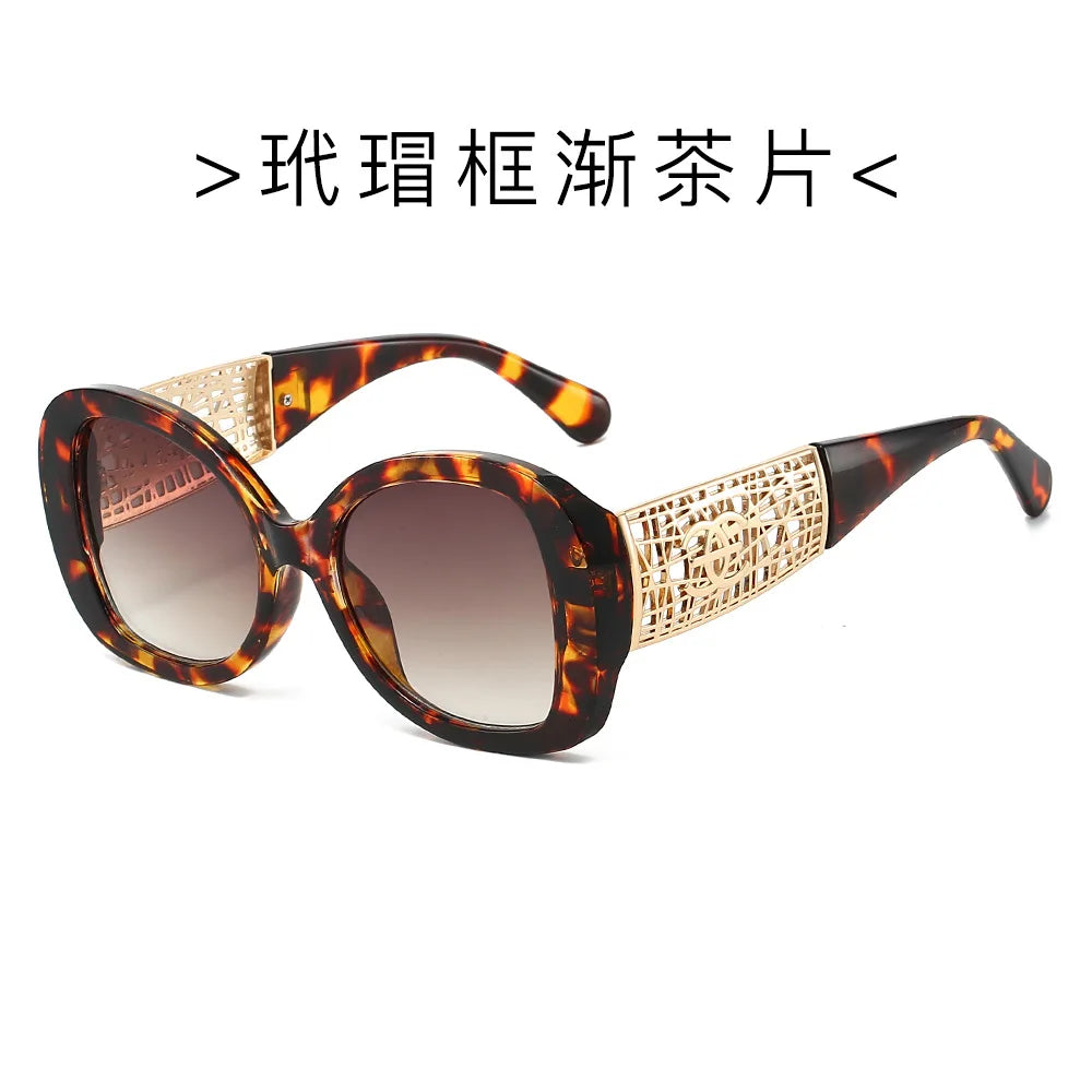 Hot Designer Fashion Women's Sunglasses Premium Retro Sunglasses Large Frame Metal Toad Glasses