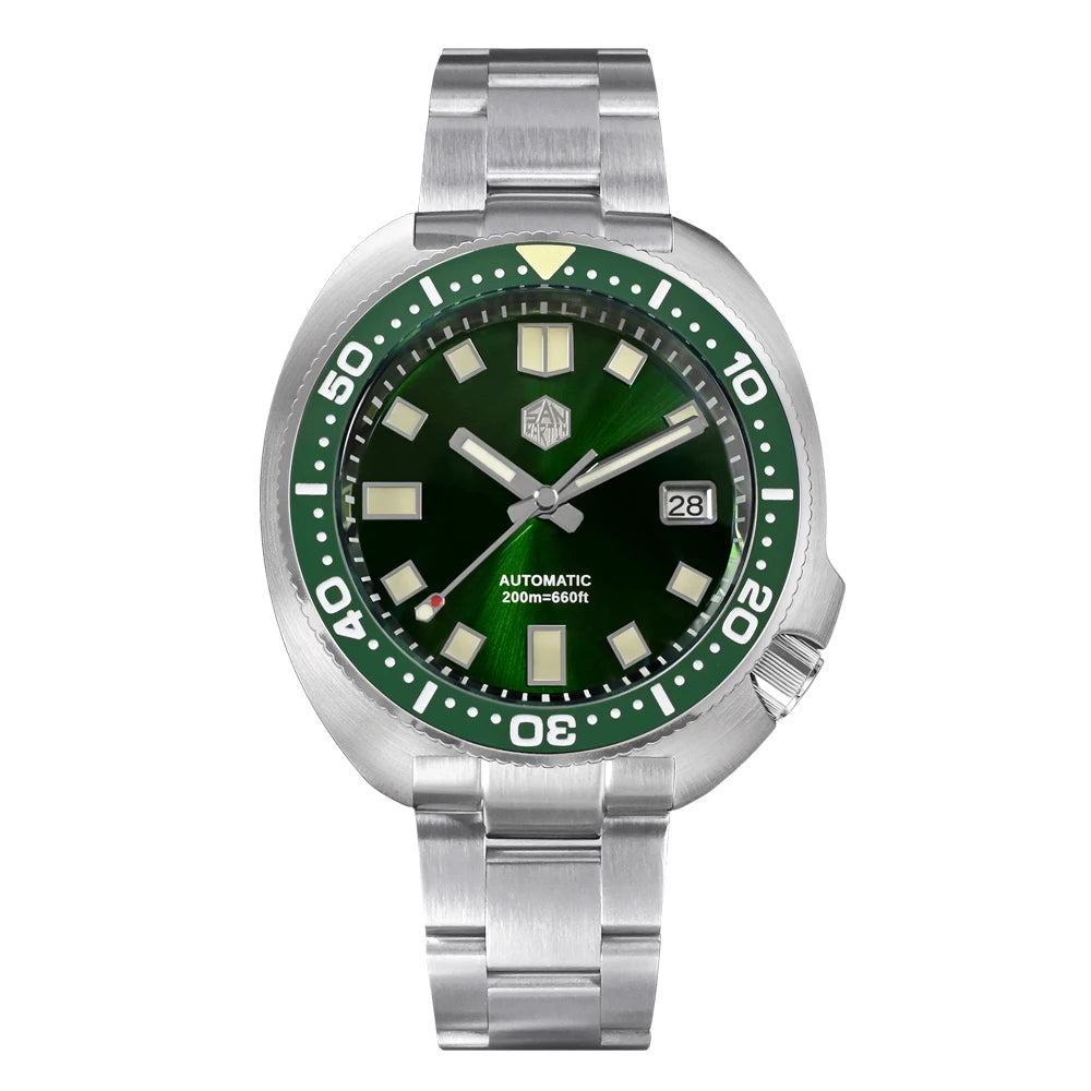 San Martin Turtle Men Diver Watch 44mm NH35 Automatic Mechanical Wristwatch Sapphire Waterproof 200m Luminous Relojes SN0047