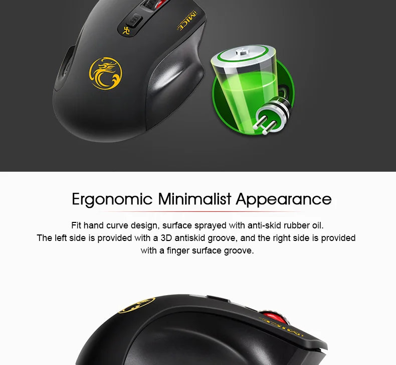 Ratón inalámbrico nuevo de 2000DPI ajustable con receptor USB 3.0, ratón óptico para ordenador 2.4GHz, ratón gaming con diseño ergonómico para portátil