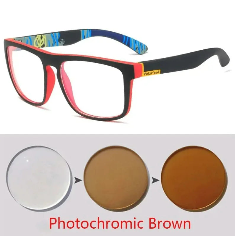 Oculos Masculino Custom Made Myopia Minus Prescription Polarized Lens Square Full-rim Sports Colorful Mirror Sunglasses -1 To-5