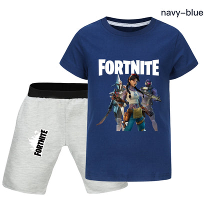 Fortnite Summer Kids Cartoon T-shirts Shorts Two-piece Set Baby Boys Tracksuit Girls Outfits505