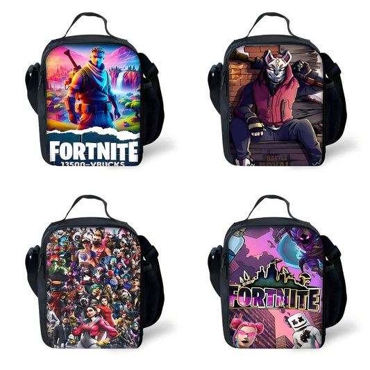 Детска изолирана чанта с голям капацитет Hot Game FortniteS — многократна термо хладилна кутия за обяд за момчета и момичета, ученици, пикник и активности на открито