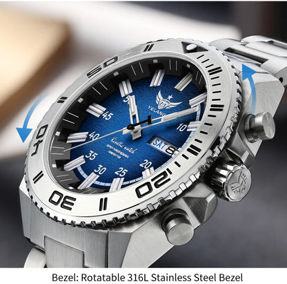 Yelang Watches V1035 44mm Men's Diving Watch Human Kinetic Energy Watch 100m Waterproof Watches Luminous Japan PX83 Sapphire