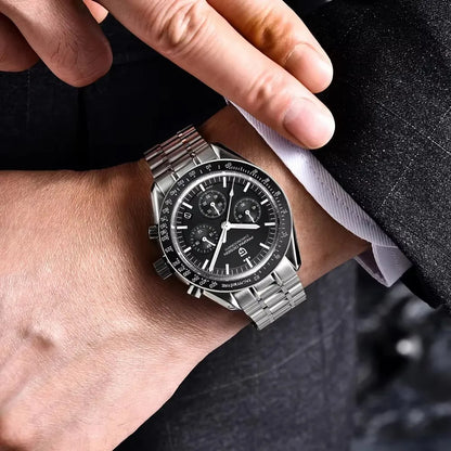PAGANI DESIGN Moon watch – Luxury quartz chronograph for men, sporty style, sapphire crystal with anti-reflective coating, luminescent display
