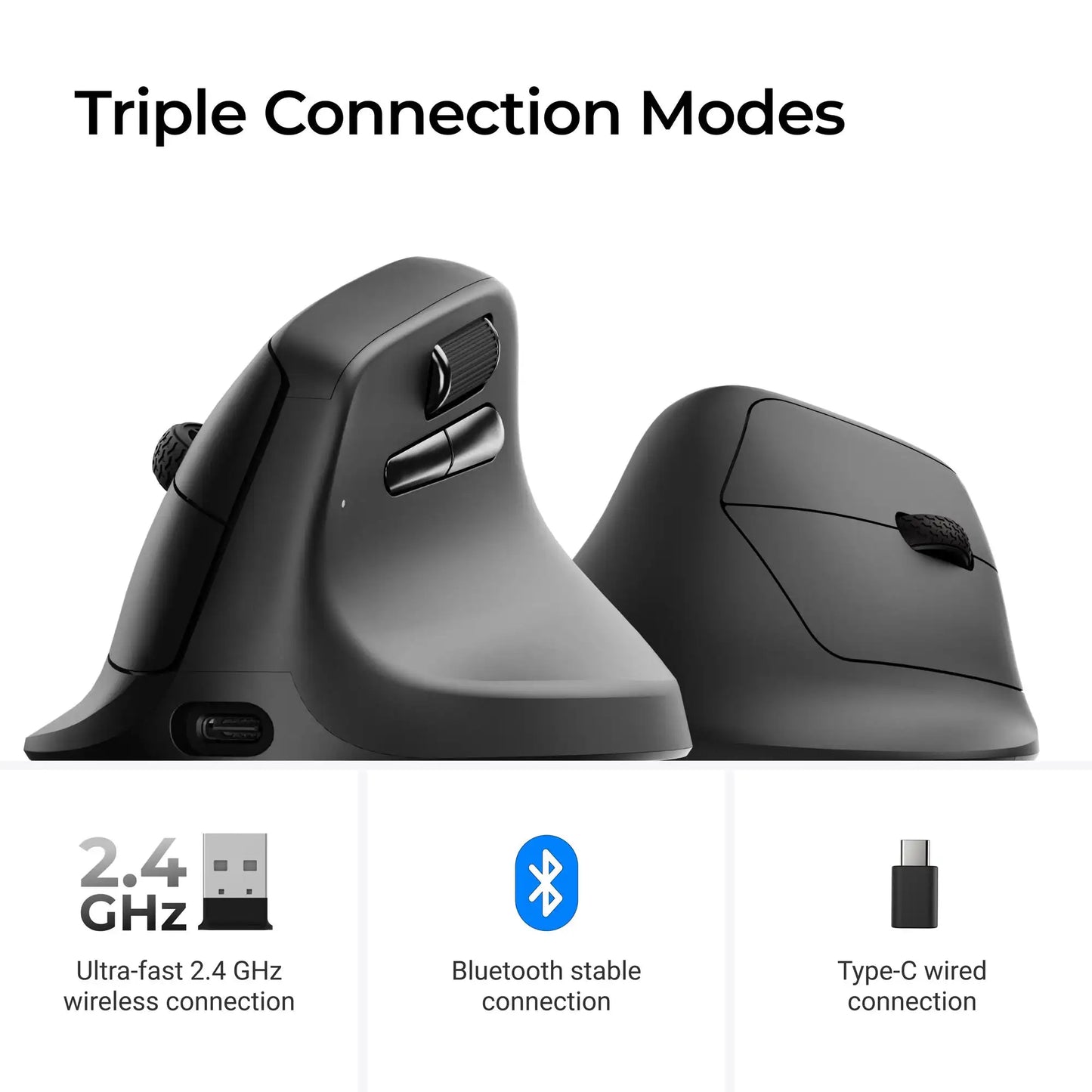 Ratón ergonómico inalámbrico Keychron M5 óptico con tasa de sondeo 8K, 2.4GHz y Bluetooth, Type-C, sensor 3950