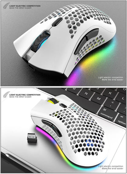BM600 Rechargeable USB 2.4G Wireless RGB Light Honeycomb Gaming Mouse Desktop PC Computers Notebook Laptop Mice Mause Gamer