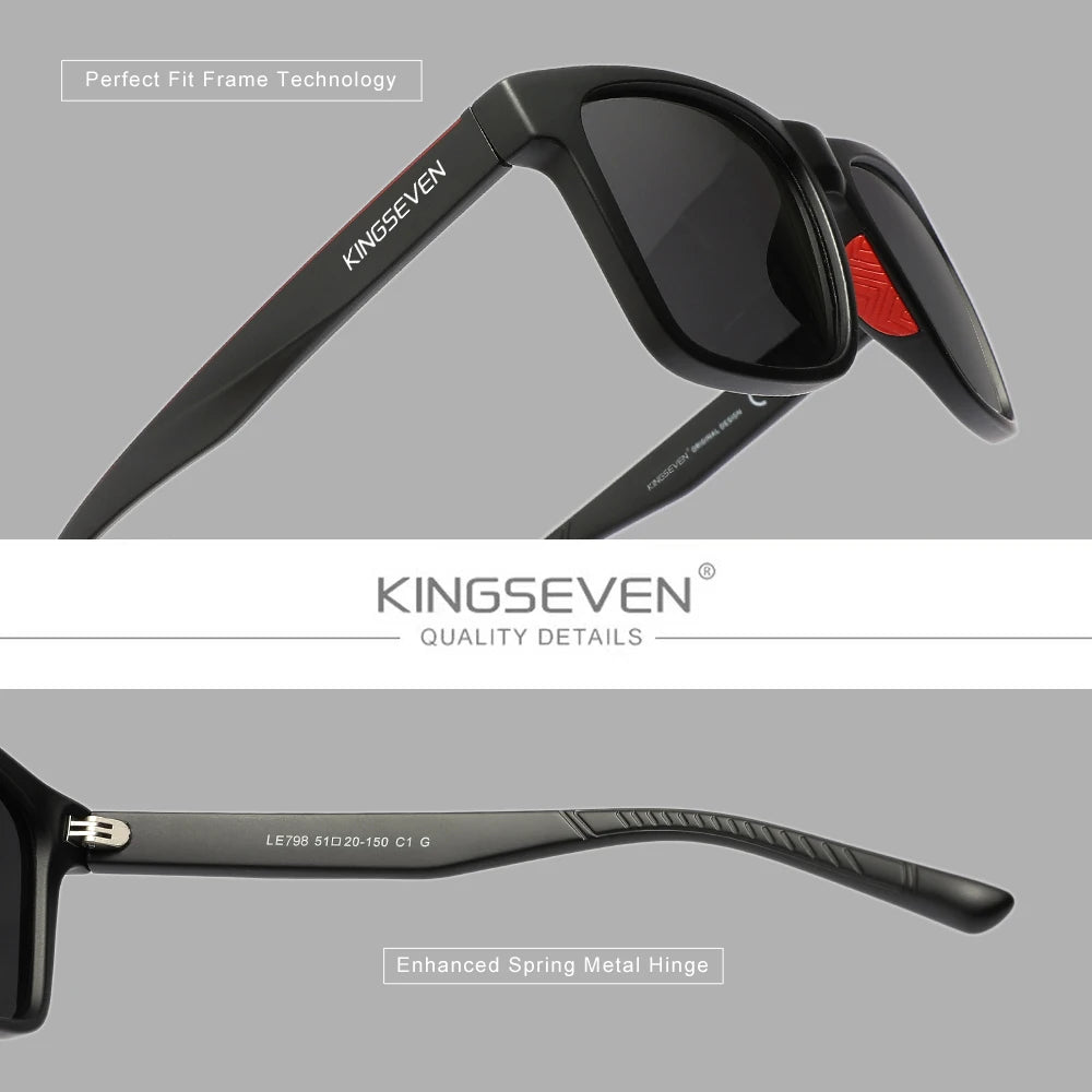KINGSEVEN Brand Trendy Rectangle Frame Sunglasses Vintage Polarized Women Men Glasses Causal Driving Eyewear UV400