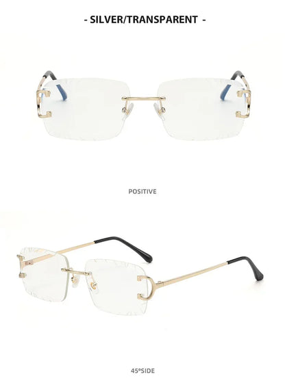 Fashion Square Sunglasses Vintage Women Men Frameless Sun Glasses Rimless Retro Luxury Brand Designer Eyeglasses UV400 Travel