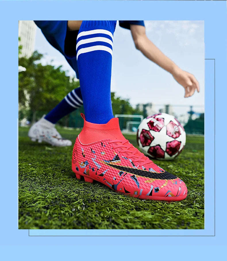 Profesionální pánské kopačky na fotbal, vysoké sportovní boty na venkovní použití, AG/FG, dlouhé kolíky, pro umělou trávu, trénink i zápas
