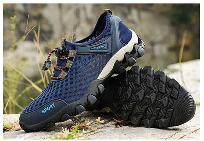 Summer Men's Mesh Sports Shoes, Fashion Mountaineering Breathable Lightweight Anti-Slip Shoes, Outdoor Travel Running Casual Shoes