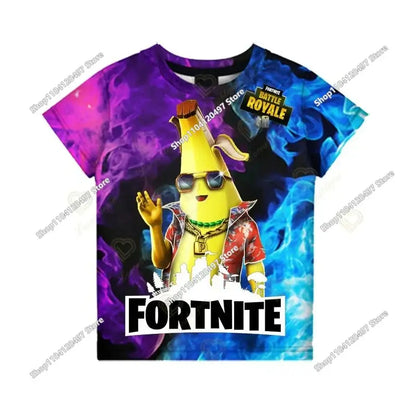Anime Fortnite T-Shirts Girl Clothing T-Shirt Boys White Cartoon Tees Baby Summer Shirts Cute Printed Tops Costume
