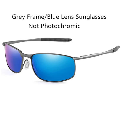 Photochromic Men Polarized Sunglasses Male Metal Square Glasses Driving Sun Glasses UV400 Outdoor Sports Cycling Goggles