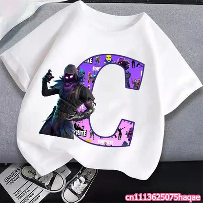 New Fortnites Kids T-shirts Cartoon Letter Graphic T-shirts Boys Girls Summer Casual Sports Short Sleeve Tops Children Clothing