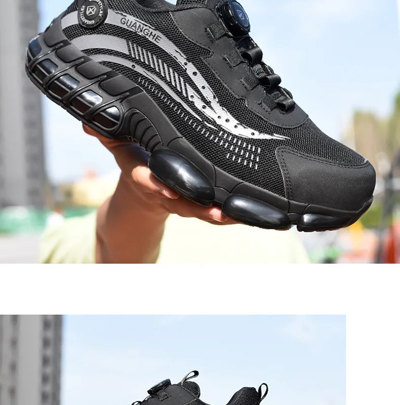 Chaussures de sécurité pour hommes et femmes, chaussures de travail à bout en acier, légères, bouton rotatif, baskets de protection Anti-écrasement, bottes de sécurité pour le travail