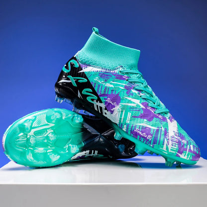 Chaussures de football professionnelles pour hommes/femmes, crampons antidérapants FG, bottes de football respirantes, chaussures d'entraînement à tige haute