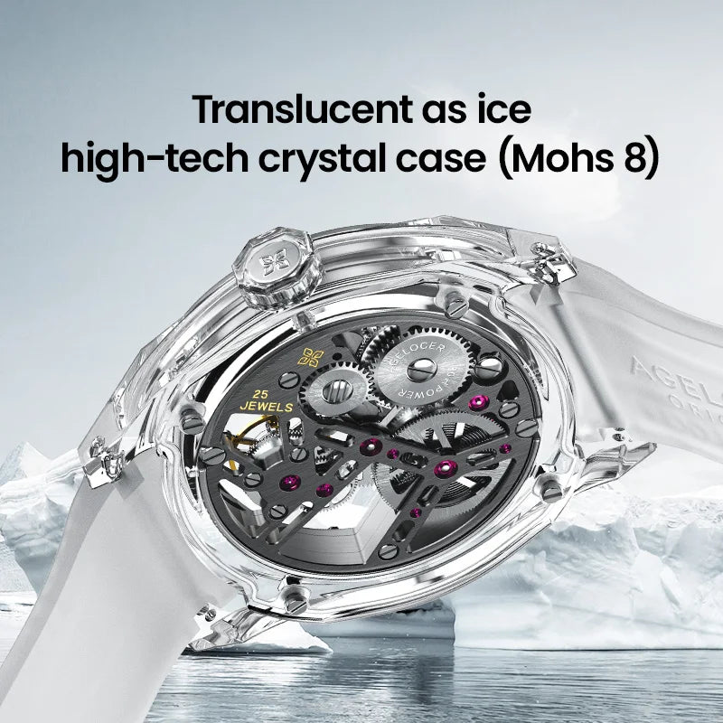 AGELOCER Limited Edition "Ice Never Melts" Free-sprung Crystal Tourbillon Watch Luxury Manual Mechanical Watches