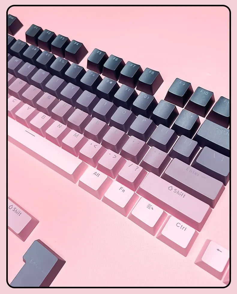 Teclas gamer RGB con retroiluminación degradada para teclado mecánico con interruptores MX, perfil OEM, PBT, blanco y azul, distribución ISO, teclas DIY