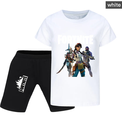Fortnite Summer Kids Cartoon T-shirts Shorts Two-piece Set Baby Boys Tracksuit Girls Outfits505