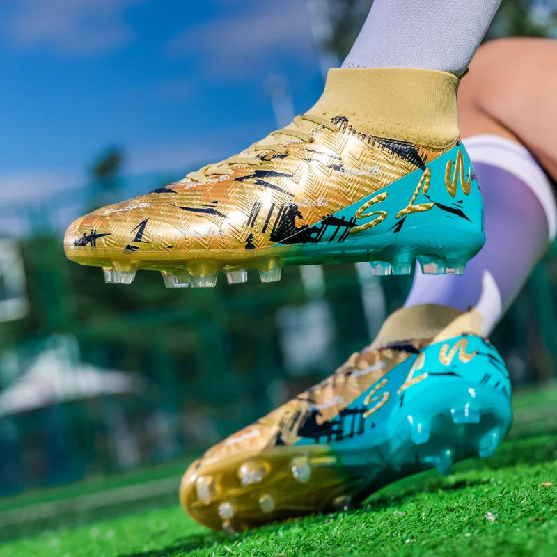 Chaussures de football professionnelles pour hommes/femmes, crampons antidérapants FG, bottes de football respirantes, chaussures d'entraînement à tige haute