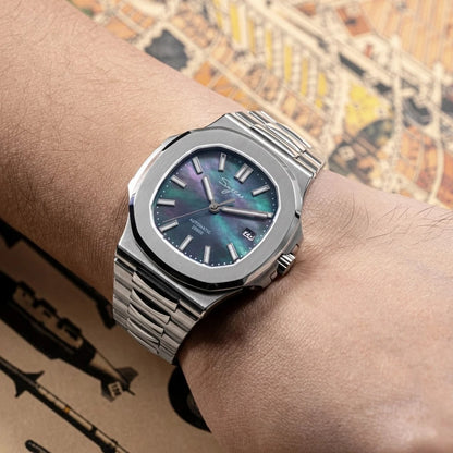 Orologio da uomo Sugess automatico meccanico da polso, movimento Miyota 9015, quadrante MOP, luminoso, impermeabile 5bar, bracciale di lusso S466