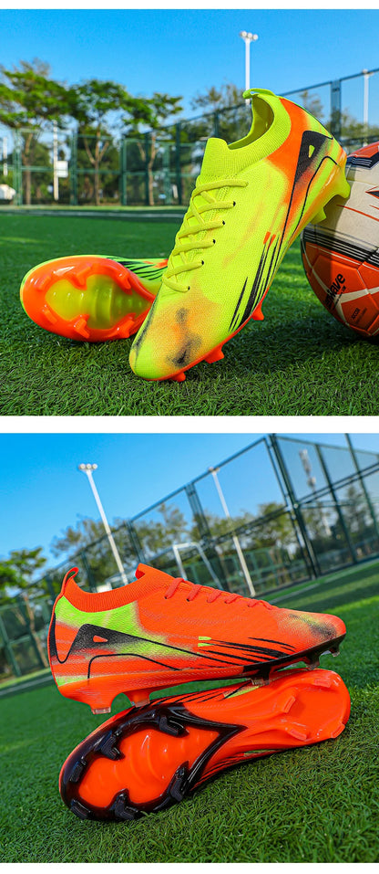 New Men Football Boots FG Non-Slip Training Shoes Soccer Cleats Long Spikes Soccer Shoes Ultralight Outdoor Drop Shipping