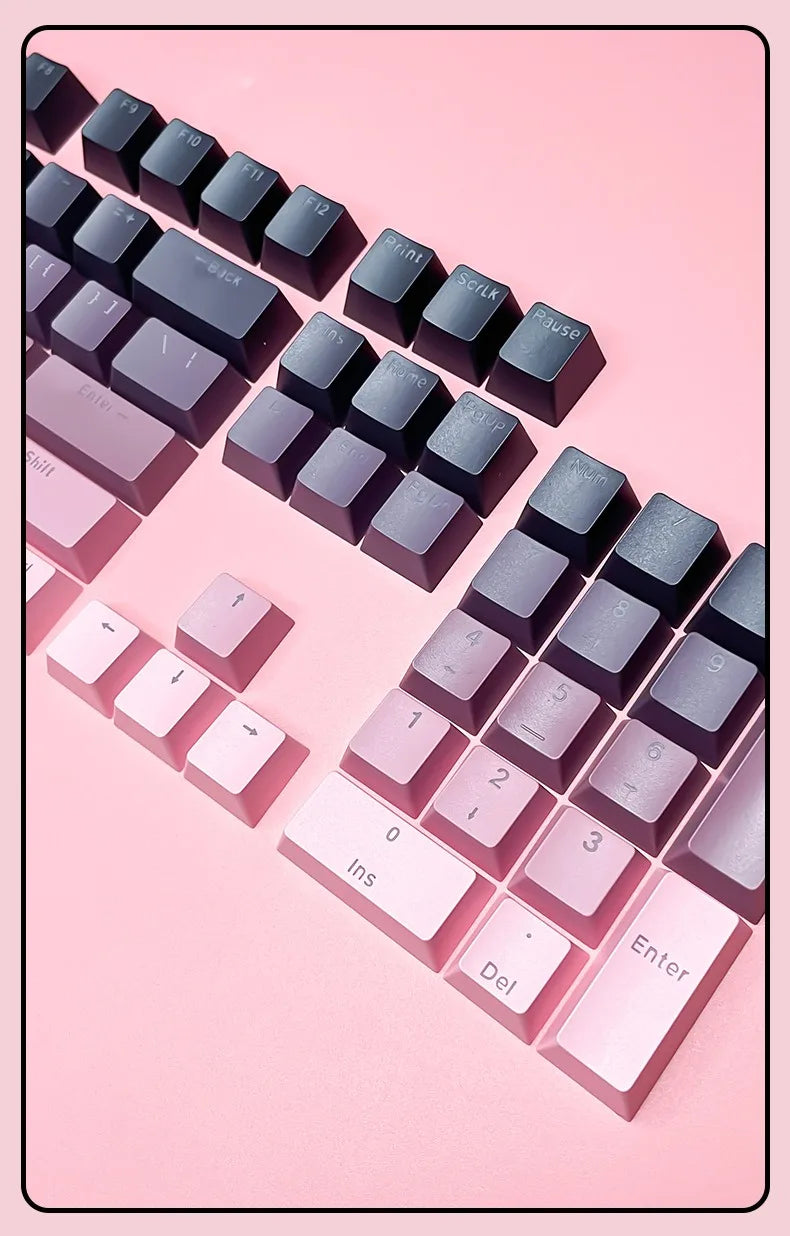 Teclas gamer RGB con retroiluminación degradada para teclado mecánico con interruptores MX, perfil OEM, PBT, blanco y azul, distribución ISO, teclas DIY