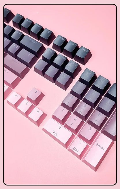 Teclas gamer RGB con retroiluminación degradada para teclado mecánico con interruptores MX, perfil OEM, PBT, blanco y azul, distribución ISO, teclas DIY