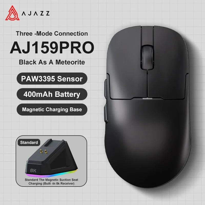 Gaming miška Ajazz AJ159 PRO/APEX 8000Hz, povratna frekvenca, Paw3950, barvni zaslon, magnetno stojalo AJ159P, za pisarno in gaming