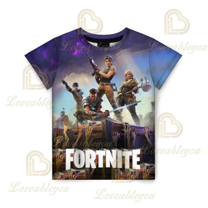 New Fortnite Summer T-Shirt Boys Cartoon Cute Tee Short Sleeve Shirt Men Women Children T-shirts Teenager Tee Streetwear Tops