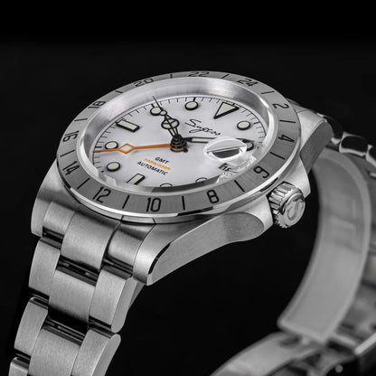 SEESTERN GMT Retro Watch for Men NH34 Automatic Movement Mechanical Wristwatches Sapphire Crystal Fine-tuning Pull Button S436
