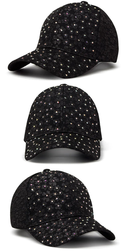 CNTANG vasarinės moteriškos beisbolo kepurės su dirbtiniais deimantais, gėlių siuvinėjimais, moteriškos „snapback“ stiliaus mados dizainerių saulės kepurės, hip-hopo stiliaus Y2K kepurės
