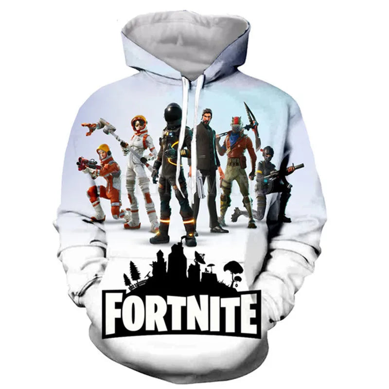 Fortnite 2024 Kinder-Sweatshirt mit digitalem 3D-Druck, Hoodie als Pullover-Jacke für Herren und Damen, langärmelig, Kindergeschenk