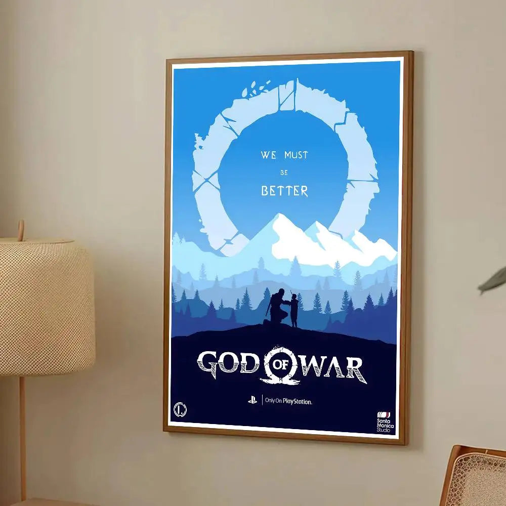 Game G-God Of War Poster Self-adhesive Art Room Entrance Restaurant Wall Decor Art Painting