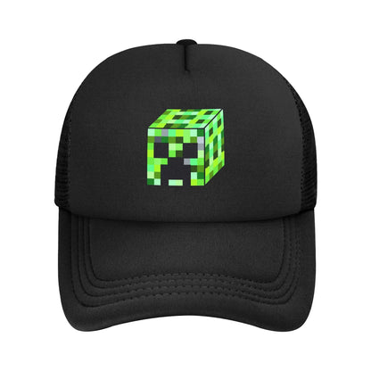 Suaugusiųjų „Creepers“ didelio ciferblato vaizdo žaidimų stiliaus „Trucker“ kepurė, tinklinė beisbolo kepurė, poliesterinė kepurė, saulės kepurė, reguliuojama lenktyninė kepurė, vasarinė