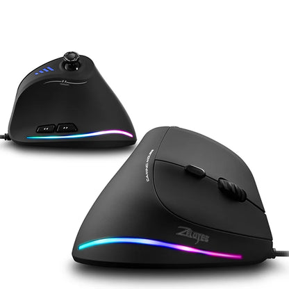 Mouse verticale ZELOTES C-18, mouse ottico RGB a 11 tasti con joystick, mouse gaming laser programmabile per PC e gamer