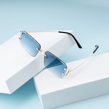 Fashion Square Sunglasses Vintage Women Men Frameless Sun Glasses Rimless Retro Luxury Brand Designer Eyeglasses UV400 Travel