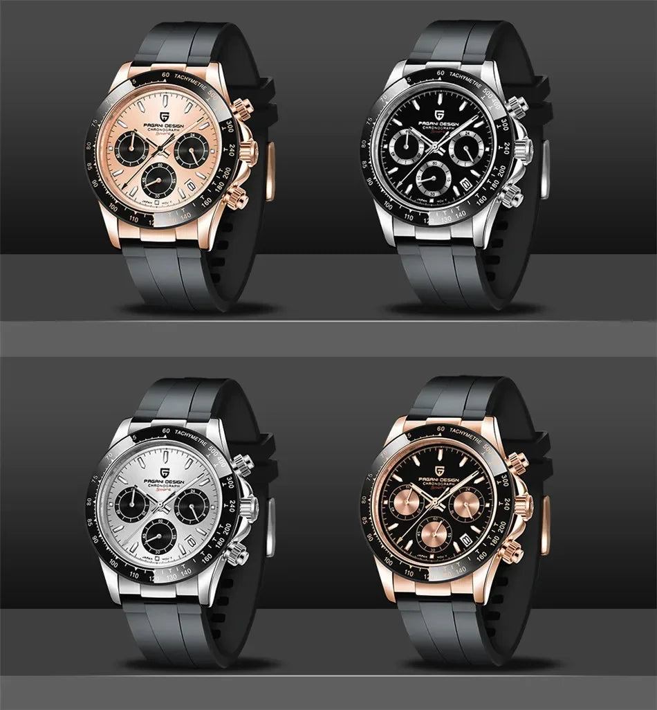 Nuevo original PAGANI DESIGN PD-1664 reloj de pulsera de lujo para hombre con movimiento de cuarzo japonés VK63, cristal de zafiro, cronógrafo impermeable dorado