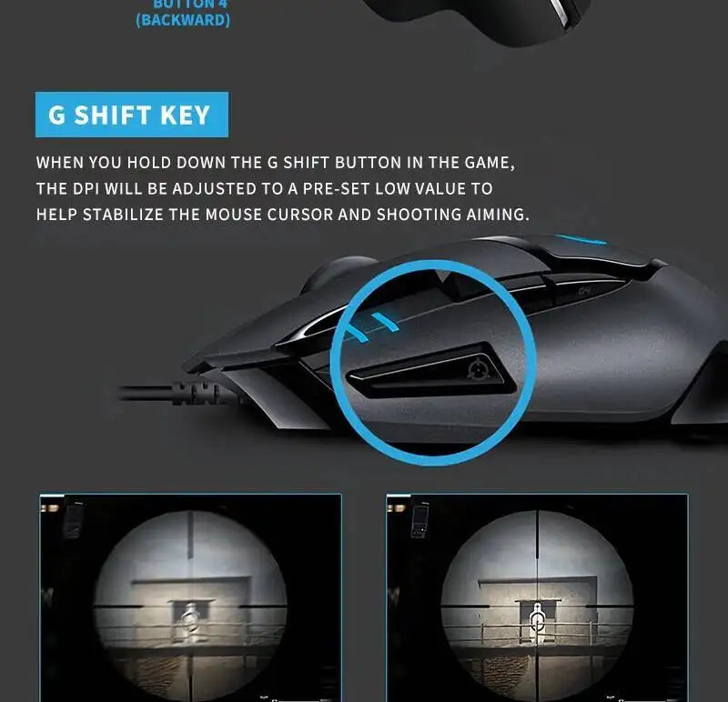 Mouse gaming Logitech G402 Fusion Engine Tech, 4 impostazioni DPI, processore 32-bit, antiscivolo, per gaming competitivo professionale