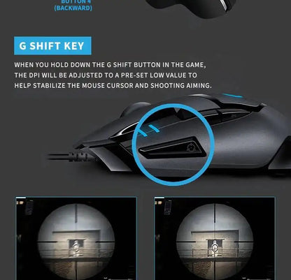 Mouse gaming Logitech G402 Fusion Engine Tech, 4 impostazioni DPI, processore 32-bit, antiscivolo, per gaming competitivo professionale
