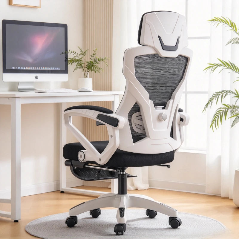 Chaise de bureau ergonomique, chaise de jeu inclinable à hauteur réglable, chaise de bureau pivotante avec dossier souple, respirant et agréable au toucher.